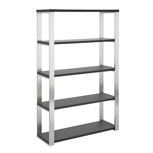 Homeroots 61" Black Steel Four Tier Bookcase 544280 - main