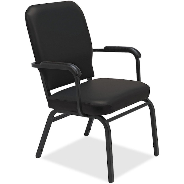 Lorell Fixed Arms Vinyl Oversized Stack Chairs - Black - 2/Pack 59600 - main