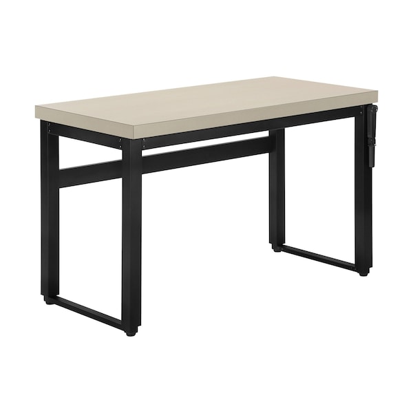 Homeroots Adjustable Taupe and Black Wood and Metal Sled Computer Desk 490016 - main