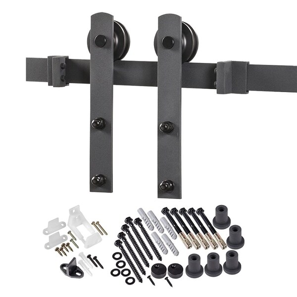 Renin Straight Strap Barn Door Hardware Kit, 96 in L Track, Steel, Matte, Wall, For: Barn Door BD100K-09600-MB - main