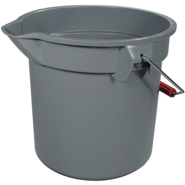 Rubbermaid Commercial 3 1/2 gal Round Bucket, 11-1/4 in H, 12 in Dia, Gray, Plastic FG261400GRAY - main