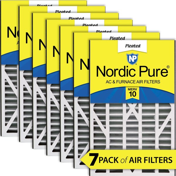 Nordic Pure 16x25x3 Pleated Air Filter, High Capacity, Electrostatically Charged Synthetic Media, MERV 10, 7 PK 16x25x3ABM10-7 - main