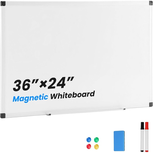 Simple Deluxe Magnetic Dry Erase Board 36in x 24in Whiteboard, 1 Dry Eraser and 2 Multicolor Markers and 4 Magnet 3A88OPBORDDRYERASE36X24 - main