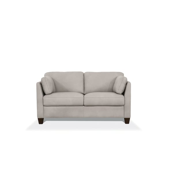 Homeroots 59in Off White And Brown Leather Loveseat 515680 - main