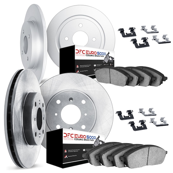 Dynamic Friction Co DFC Rotors with EURO 5000 Ceramic Brake Pads includes Hardware 6614-20000 - main