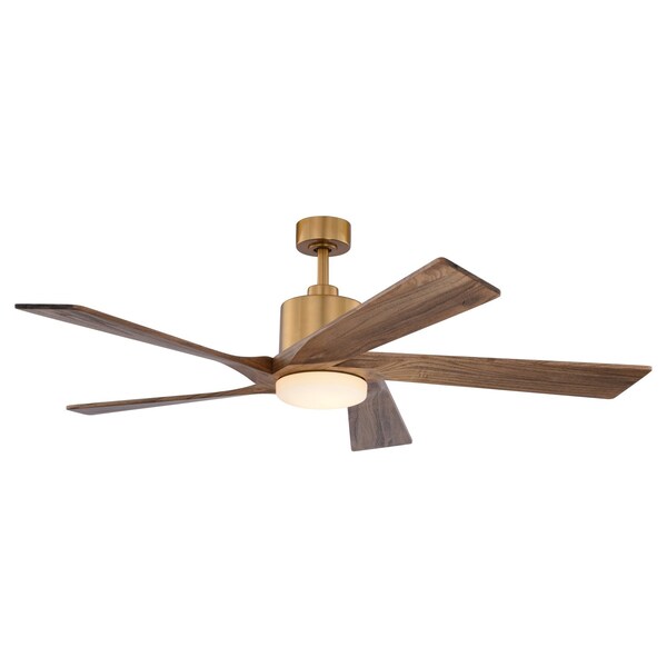 Vaxcel Wedgewood, 60 in, Satin Brass Ceiling Fan, Dark Elm Blades, LED, Remote, DC Motor F0133 - main