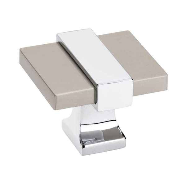 Amerock Overton 1-3/8 in 35 mm Length Satin Nickel/Polished Chrome Cabinet Knob BP36680G1026 - main