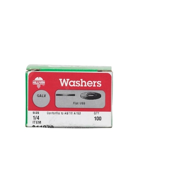 Hillman Hot Dipped Galvanized Steel 1/4 in. USS Flat Washer, 100PK 811070 - main