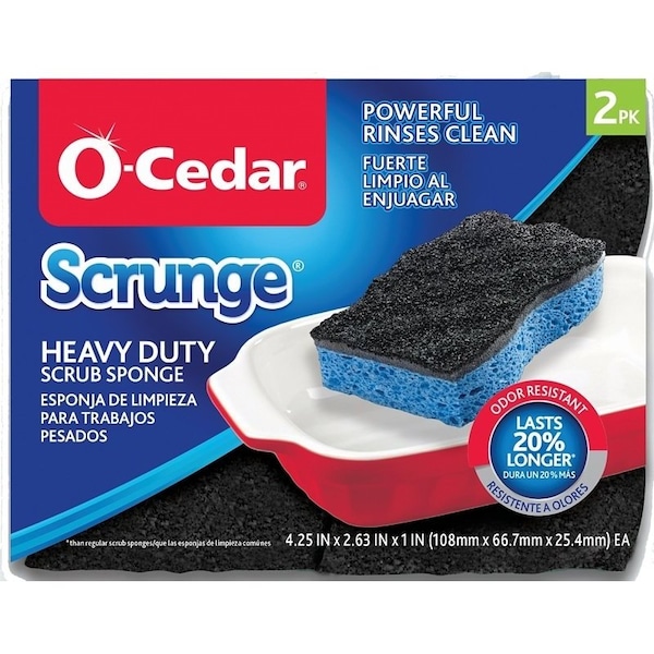 O-Cedar Scrunge Heavy-Duty Sponge, 7-1/2 in L, 5 in W, Blue 148377 - main