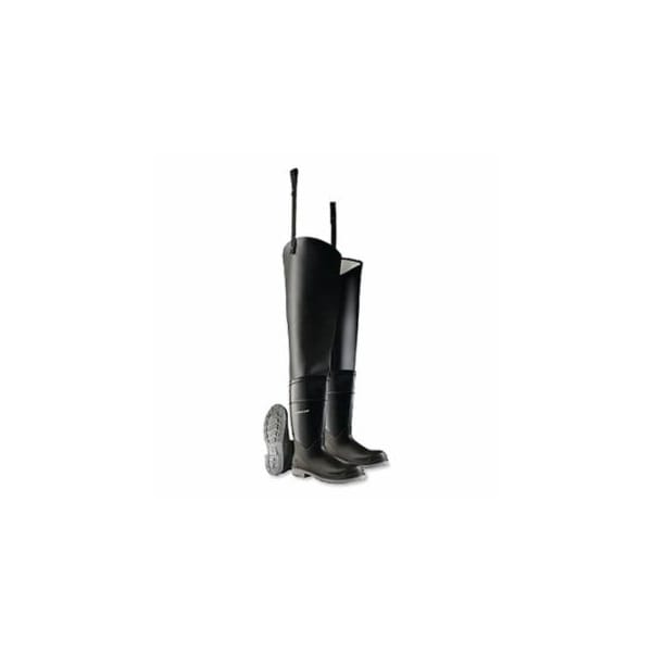 Dunlop Protective Footwear Hip Waders, Steel Toe, Men's 10, 32 in Inseam, Polyblend/PVC, Black 868-8605600.10 - main
