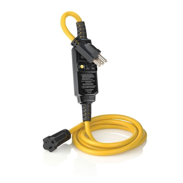 Leviton SJTW GFCI Extension Cord, 14 AWG, Outdoor, 14/3, 1 Outlets, 5-15R, Black, Polycarbonate, 5-15P GSCA1-6C - main