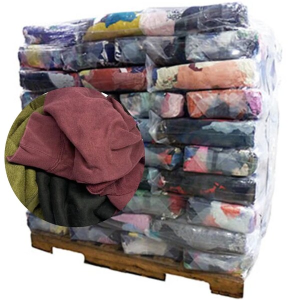 Supremeplus Recycled Color Sweatshirt Cleaning Rags, 800 lbs. Pallet, 160 x 5 lbs. Bags, 160PK SP-9244 - main