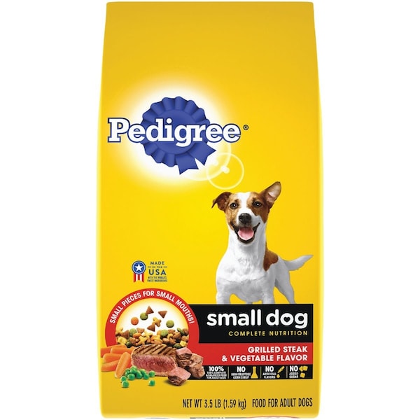 Pedigree Small Dog Complete Nutrition 3.5 Lb. Grilled Steak Vegetable Adult Dry Dog Food 798682 - main