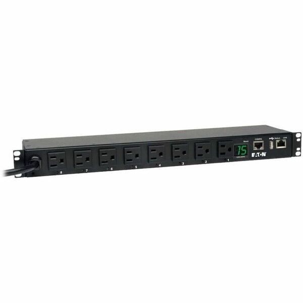 Eaton 1.4kW Single-Phase Switched PDU, LX Interface, 120V Outlets 8 5-15R, NEMA 5-15P, 12 ft. 3.66 m PDUMH15NET2LX - main