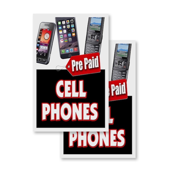 Signmission Prepaid Cell Phones, Vinyl Decals Only 24 Inch x 36 Inch, Vinyl Decal, 2PK DSB-2436-2PACK-Prepaid Cell Phones - main