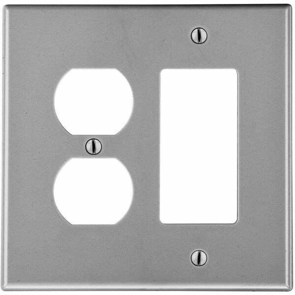 Hubbell Wiring Device-Kellems WALLPLT, M-SIZE, 2-G, 1) DUP 1) DEC, GY PJ826GY - main