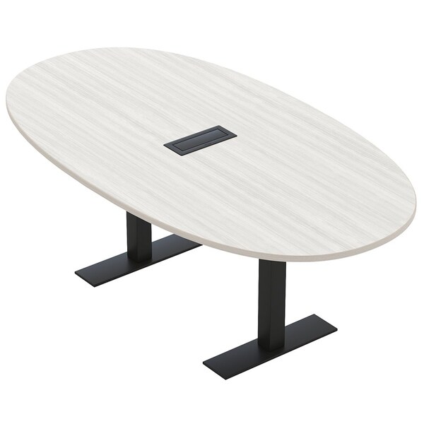 Skutchi Designs 6ft Conference Table With Power Unit | 6 Person Modular Boval Meeting Table | Harmony Series HAR-BOVL-48X72-T.BK-WA7976-EBLK - main