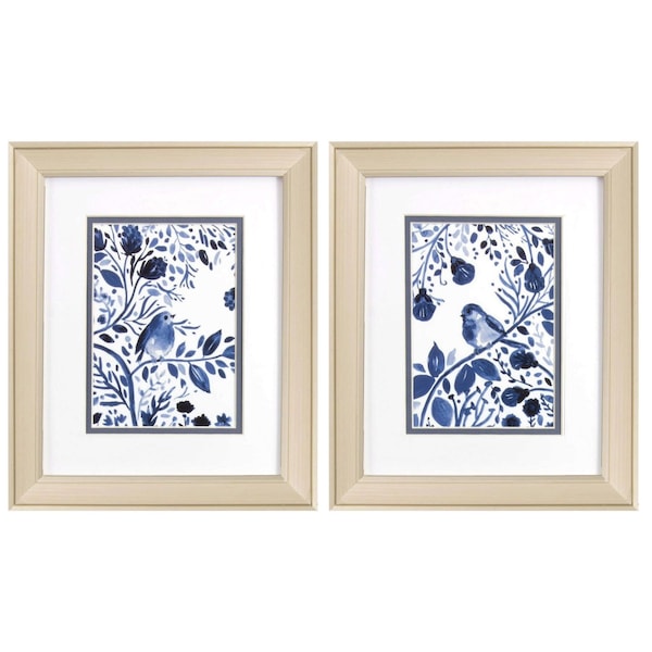 Homeroots Set Of Two Indigo Song Gold Framed Print Wall Art, 2PK 521525 - main