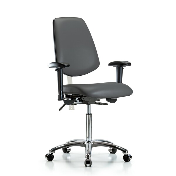 Blue Ridge Ergonomics Vinyl Clean Room Chair, Adjustable Arms BR-NCR-VMBCH-MB-CR-T0-A1-NF-CC-8823 - main