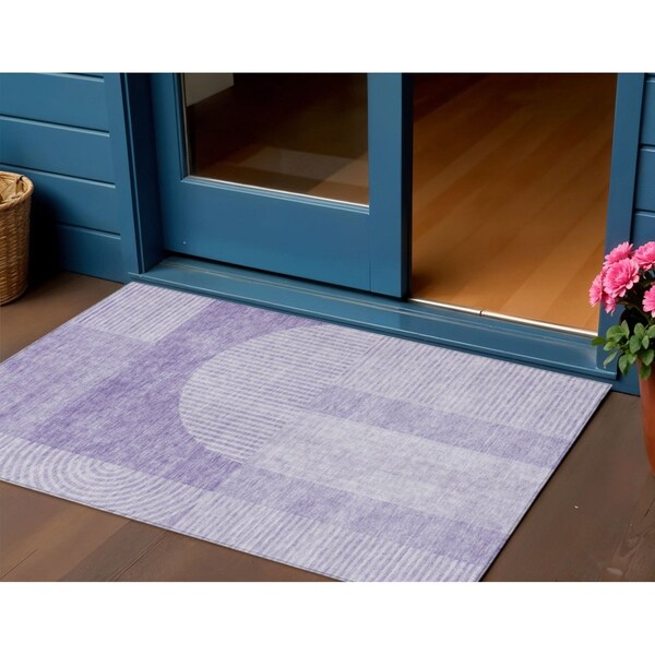 Homeroots 3' X 5' Lavender And Purple Geometric Washable Indoor Outdoor Area Rug 582722 - main