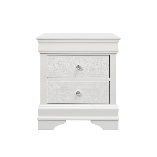 Homeroots 24" White Wood Shagreen Two Drawer Nightstand 478605 - main