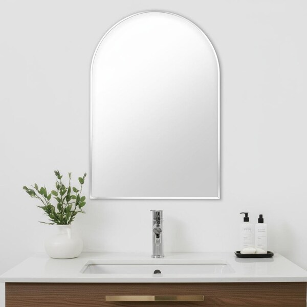 Homeroots 36" Silver Arch Aluminum Framed Bathroom Vanity Mirror 565040 - main