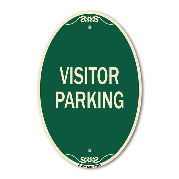 Signmission Reserved Parking Sign Visitor Parking, 12 Inch X 18 Inch Architectural Oval, Heavy Gauge Aluminum A-OV-G-1218-23019 - main