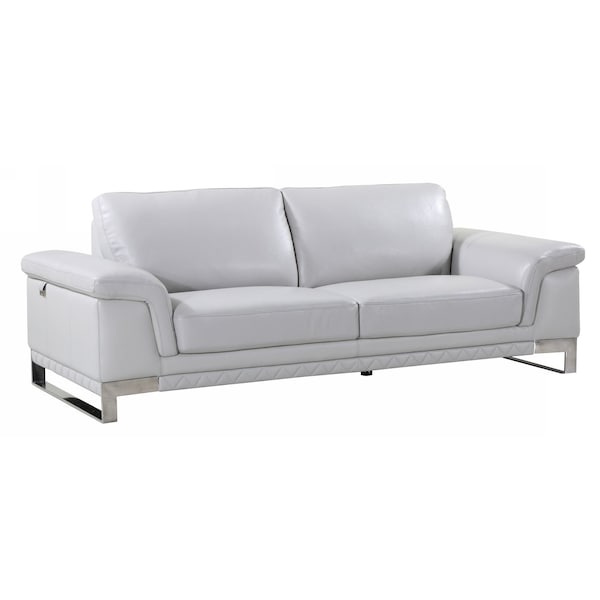 Homeroots 90" Light Gray Italian Leather Sofa With Silver Legs 329617 - main