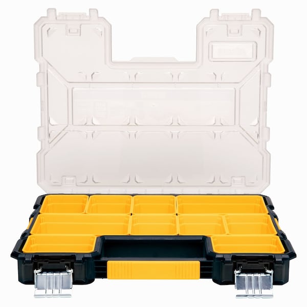 Dewalt Pro Small Parts Organizer, Plastic, Black/Yellow, 17-1/2 in W x 3 in D x 14 in H DWST14925 - main