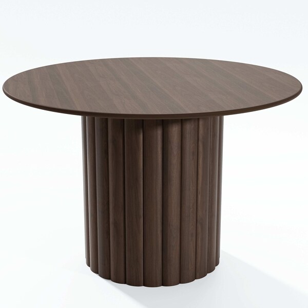 Homeroots 46" Brown Wood Pedestal Base Round Top Dining Table 720644 - main