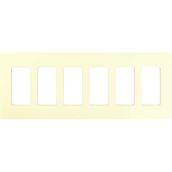 Lutron Designer Wall Plates, Number of Gangs: 6 Thermoset, Gloss Finish, Almond CW-6-AL - main