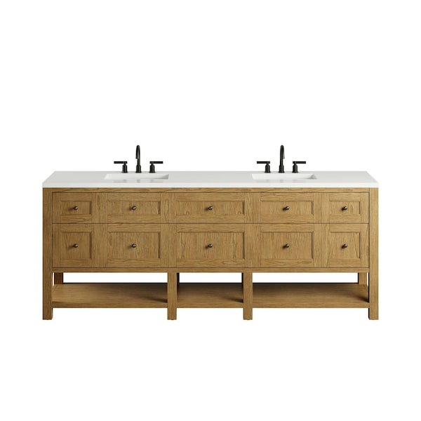 James Martin Vanities Breckenridge 84" Double Vanity, Light Natural Oak w/ 3 CM White Zeus Top 330-V84-LNO-3WZ - main