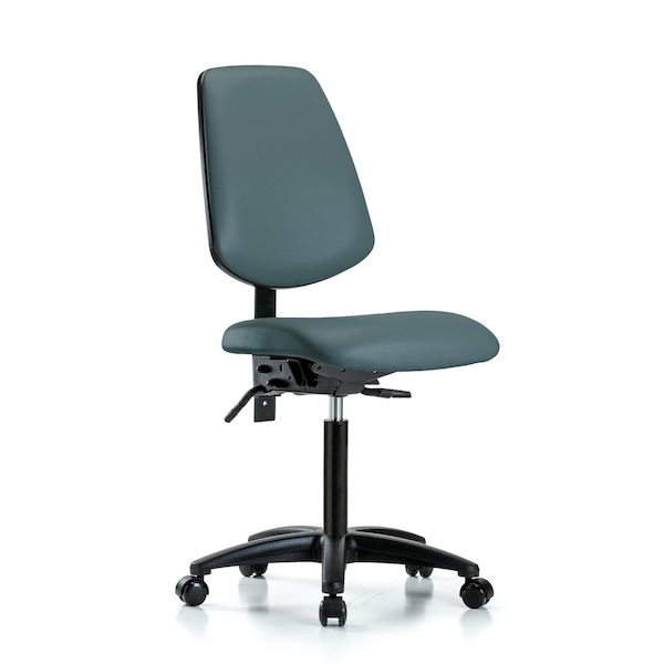 Blue Ridge Ergonomics Vinyl, Polyurethane Foam, Colonial Blue, 22" to 29" Seat Height, No Arms Arms, Rolling BR-VMBCH-MB-RG-T0-A0-NF-RC-8546 - main