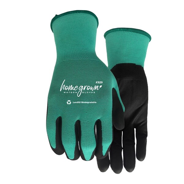 Watson Gloves Home Grown S Nylon Jade Black/Green Dipped Gloves 329-S - main