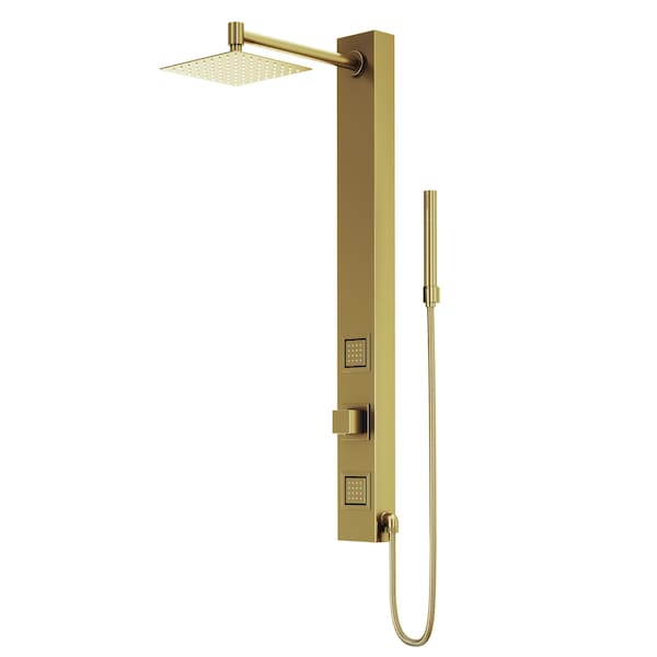 Vigo 39 in. H x 4 in. W 2-Jet Shower Panel System with Head & Hand Shower Wand in Matte Brushed Gold VG08014MG - main