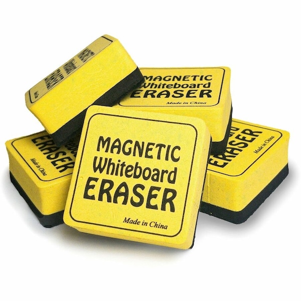 The Pencil Grip Magnetic Whiteboard Eraser, 2" x 2", Yellow, 12 Per Pack, PK2 355 - main