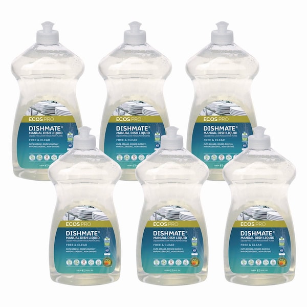 Ecos Pro Dishmate Manual Dish Liquid, Free and Clear, 25 oz Squeeze Bottle, 6PK PL97216CT - main