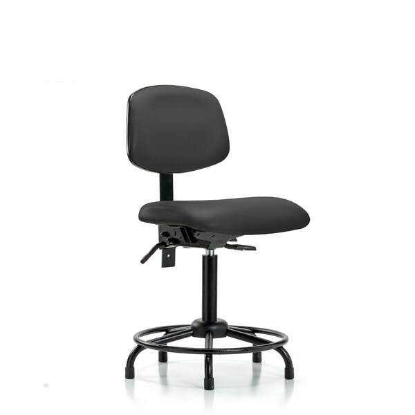 Blue Ridge Ergonomics Bench Chair, Vinyl, RT Glides, Gry, No Arms, 22" to 29" Height, Charcoal BR-VMBCH-RT-T0-A0-RG-8605 - main