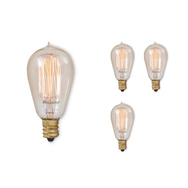 Bulbrite 25 Watt Dimmable Antique ST15 Nostalgic Thread Light Bulbs with Candelabra E12 Base, 4 PK 861370 - main