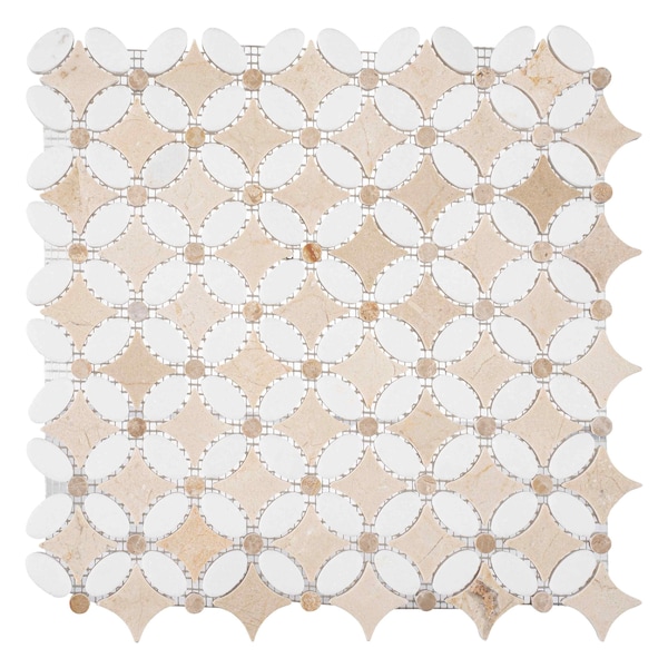 Andova Tiles SAMPLE-Martha Galley Beige Floral Marble Look Polished Natural Stone Wall & Floor Mosaic Tile SAM-ANDMART467 - main