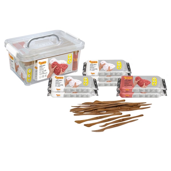 Jovi Air Dry Clay School Pack, 7-1.1lbs Bars & 20 Spatulas 80 - main
