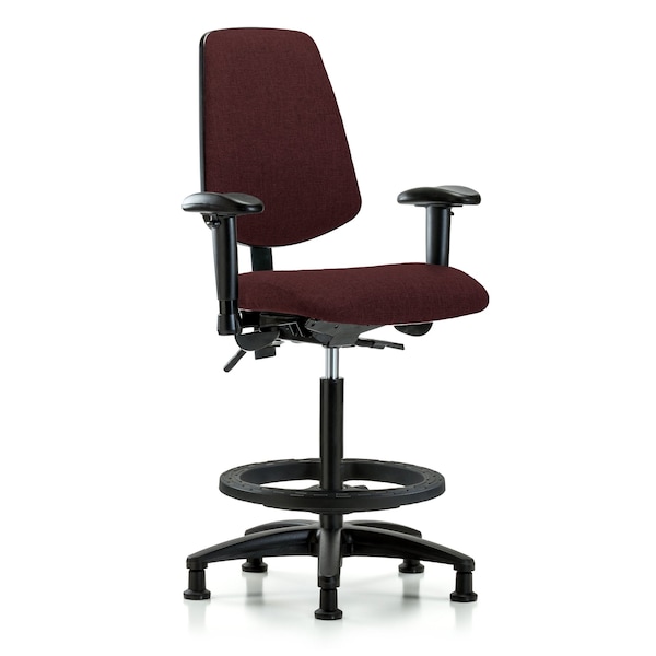 Blue Ridge Ergonomics Fab Hi Bench Chair, Med, Bk, AA, BF, Glds, Bur, 6-Way Adjustable, 26" to 35-1/2" Height, Burgundy BR-FHBCH-MB-RG-T0-A1-BF-RG-F41 - main