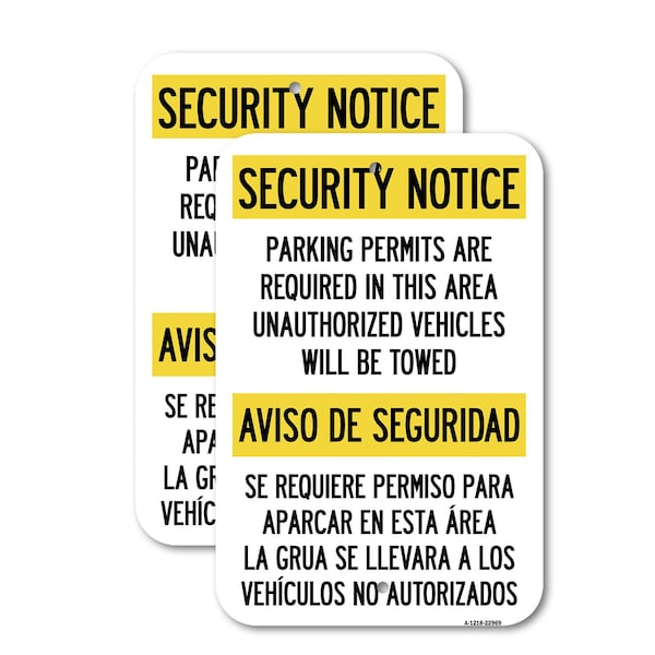 Signmission Parking Permits Are Required in This Area, Unauthorized, 18'' X 24'', Heavy Gauge Aluminum, 2PK A-1824-2PACK-22969 - main
