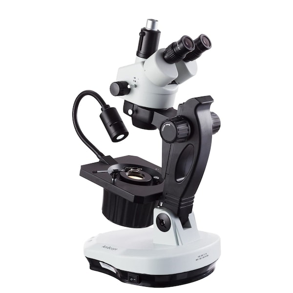 Amscope GM400 Advanced Jewel Gem Zoom Trinocular Stereo Microscope 7X-45X on Track Stand w/LED Top-light GM400T-LED - main