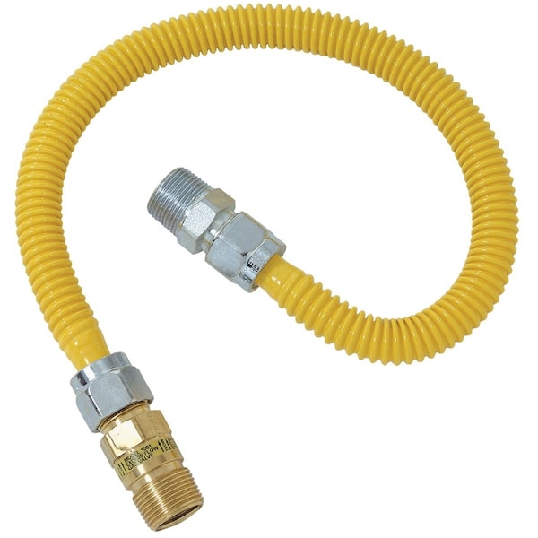 Dormont 5/8'' ODx48'' Coated Stainless Steel Gas Connector 1/2'' MIP, Tapped 3/8'' FIPx1/2'' MIP SmartSense XL30C-313MV6-TS-48B - main