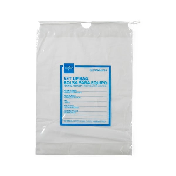 Medline Respiratory Patient Setup Bag, Drawstring, Clear, Printed, 12in x 16in, 500PK NON026370 - main