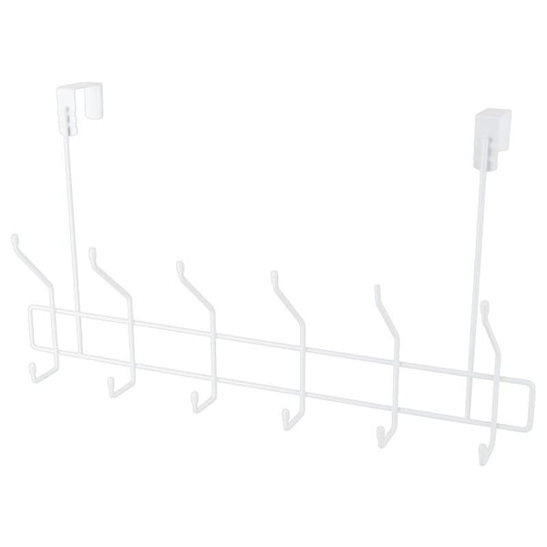 Simple Spaces Door Garment Hook, 6 lb, 6-Hook, Steel, Powder Coated, Hanging Mounting SS-HG6-50-PE-3L - main