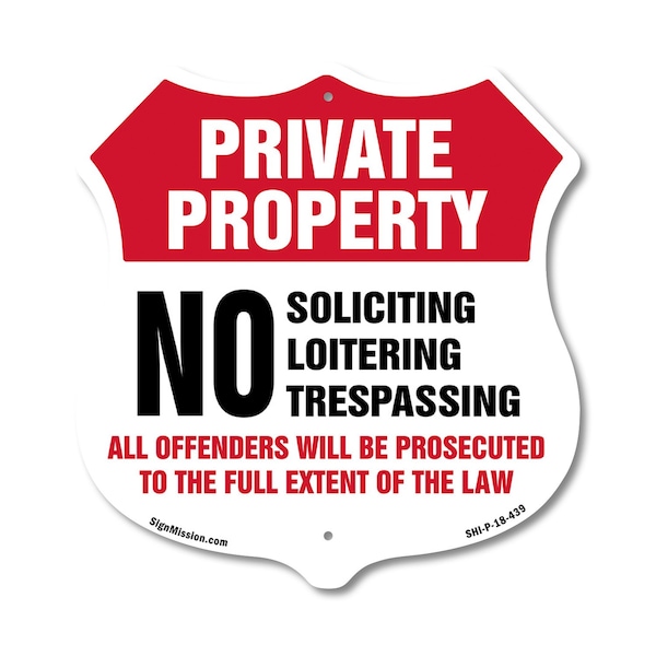 Signmission Private Property Shield Label Set No Sol, 18 Inch X 18 Inch, Plastic Sign SHI-P-18-439 - main