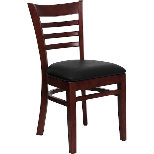 Flash Furniture Hercules Restaurant Chair, Wood Back, 17-1/4 in W 20" L 33-3/4" H, Vinyl Seat XU-DGW0005LAD-MAH-BLKV-GG - main