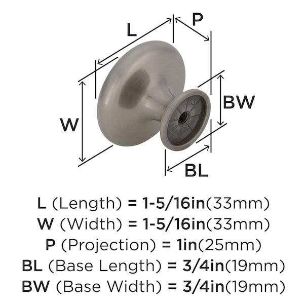Amerock Inspirations 1-5/16 inch (33mm) Diameter Satin Nickel Cabinet Knob, 10PK 10VMP1586G10 - main
